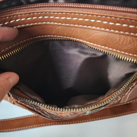 BOC Born Concept Purse Cross Body Boho Shoulder Bag Embossed Saddle Brown - Picture 12 of 16